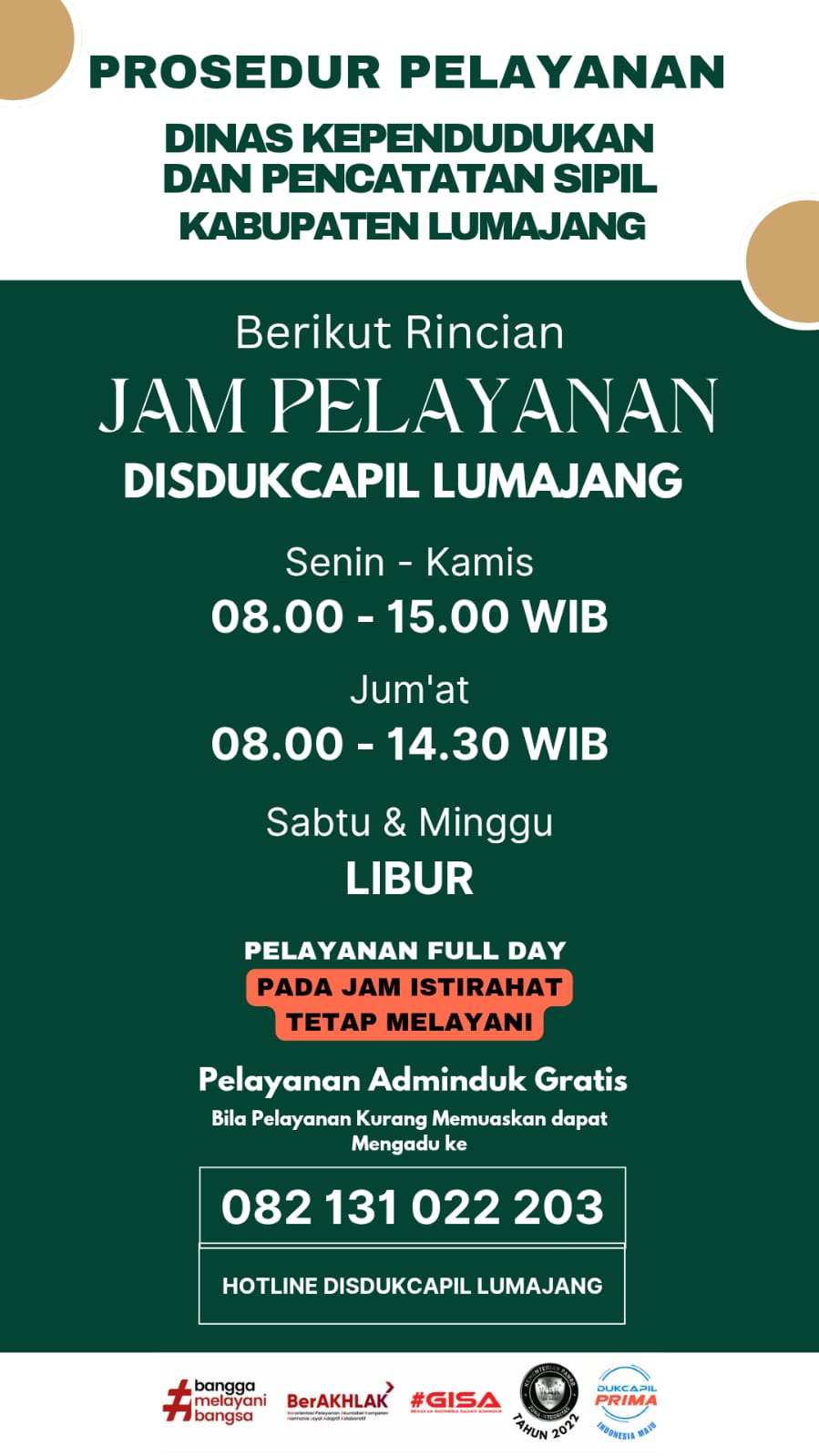 PELAYANAN FULL DAY 2025 DIsdukcapil Lumajang 