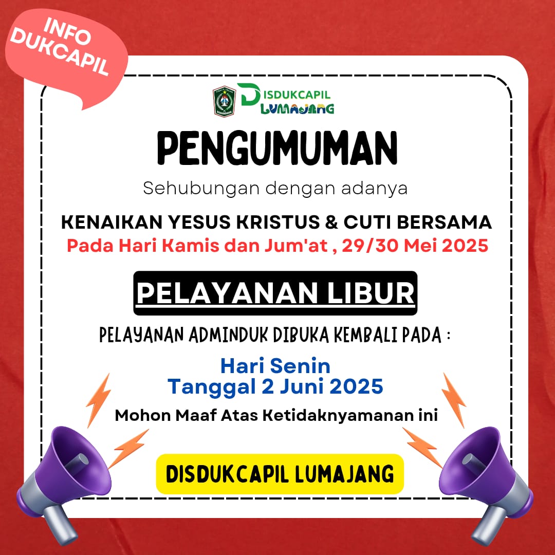 Pelayanan Libur Kenaikan Yesus Kristus dan Cuti Bersama 2025